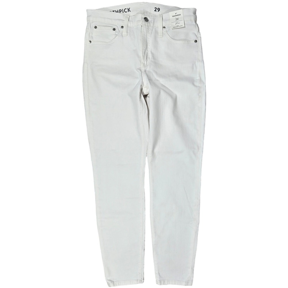J.Crew 9" Toothpick Skinny Jeans White Size 29 B3584 SP22‎ Ankle Denim